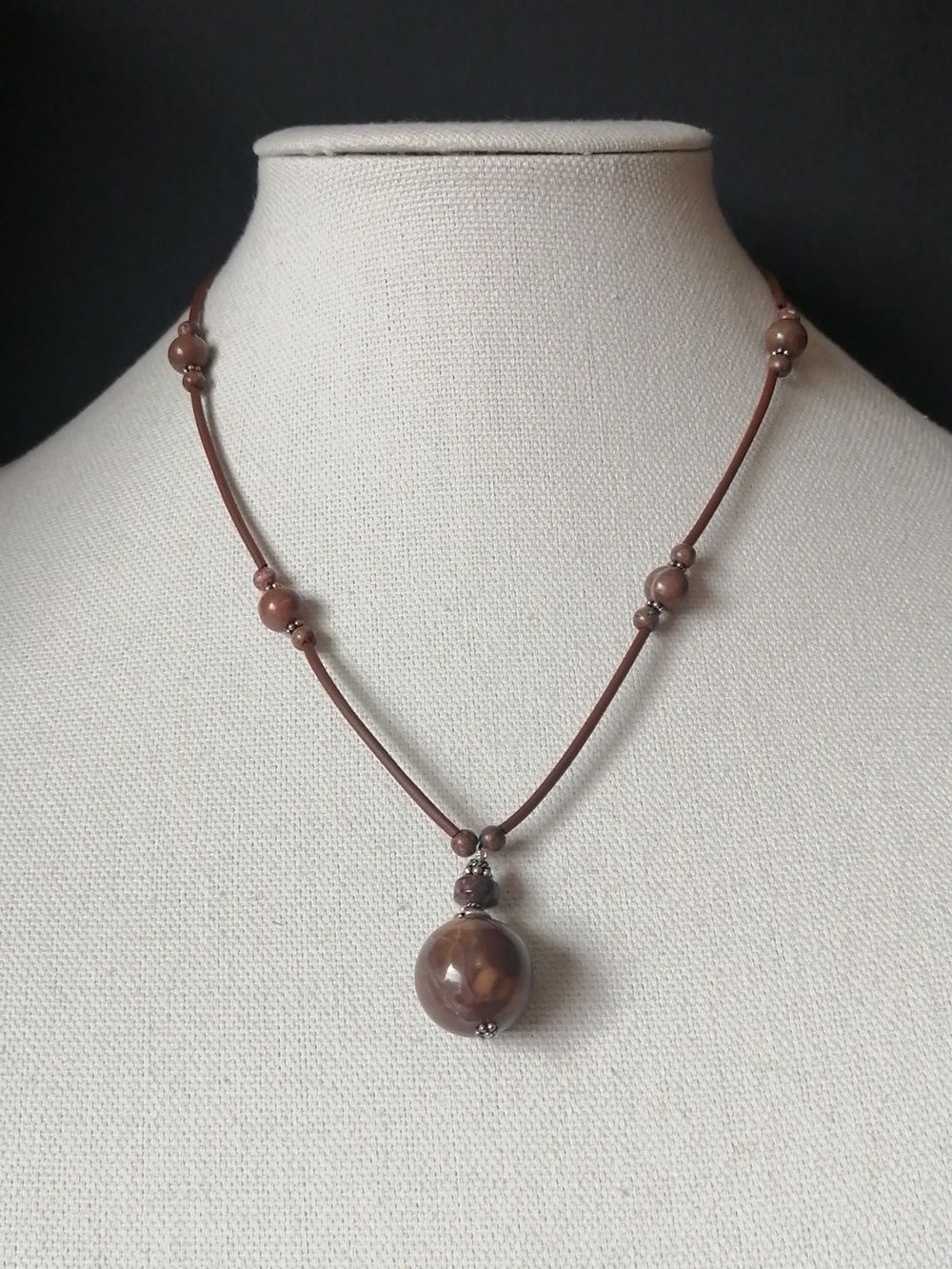 Artisan Handmade Jasper Pendant Necklace on Wire